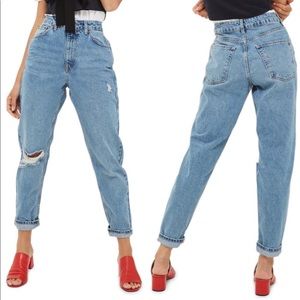 TOP SHOP RIPPED MOTO MOM JEANS